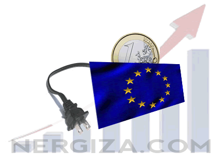 bandera europa con moneda de euro y enchufe kwh